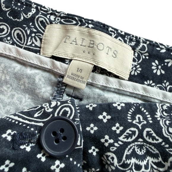 Talbots Womens Capri Pants Size 14 Navy White Paisley Stretch Office Patterned - Picture 3 of 8